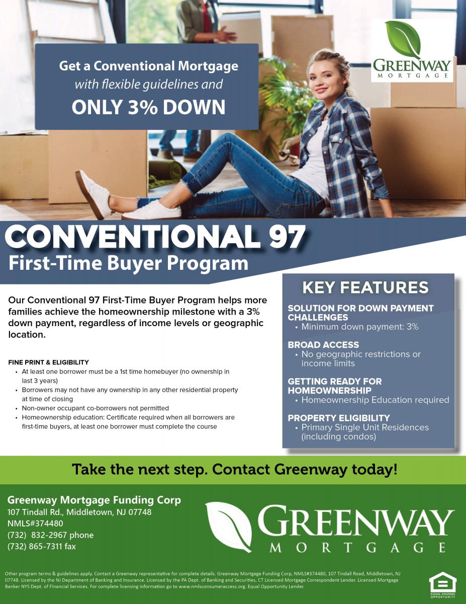 Conventional 97 First Time Buyer Program Greenway Mortgage